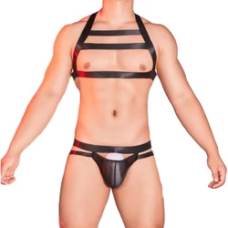 Men's Sexy Erotic Slim Fitting Bondage Body Chest Harness Costume Stretch Strap Lingerie Hombre Halter Neck Hollow Gay Bodysuits