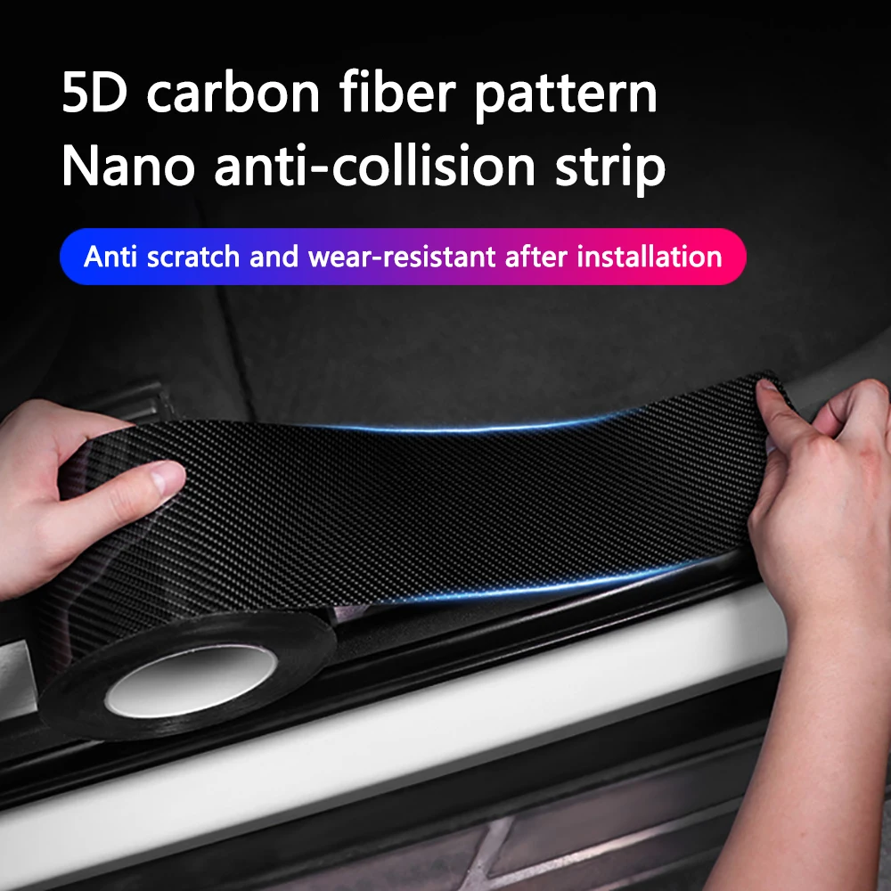 

DIY Nano 3D Carbon Fiber Car Stickers Door Sill Protector Bumper Tape Car Protector Strip Waterproof Protection Film 3/5/7/10M