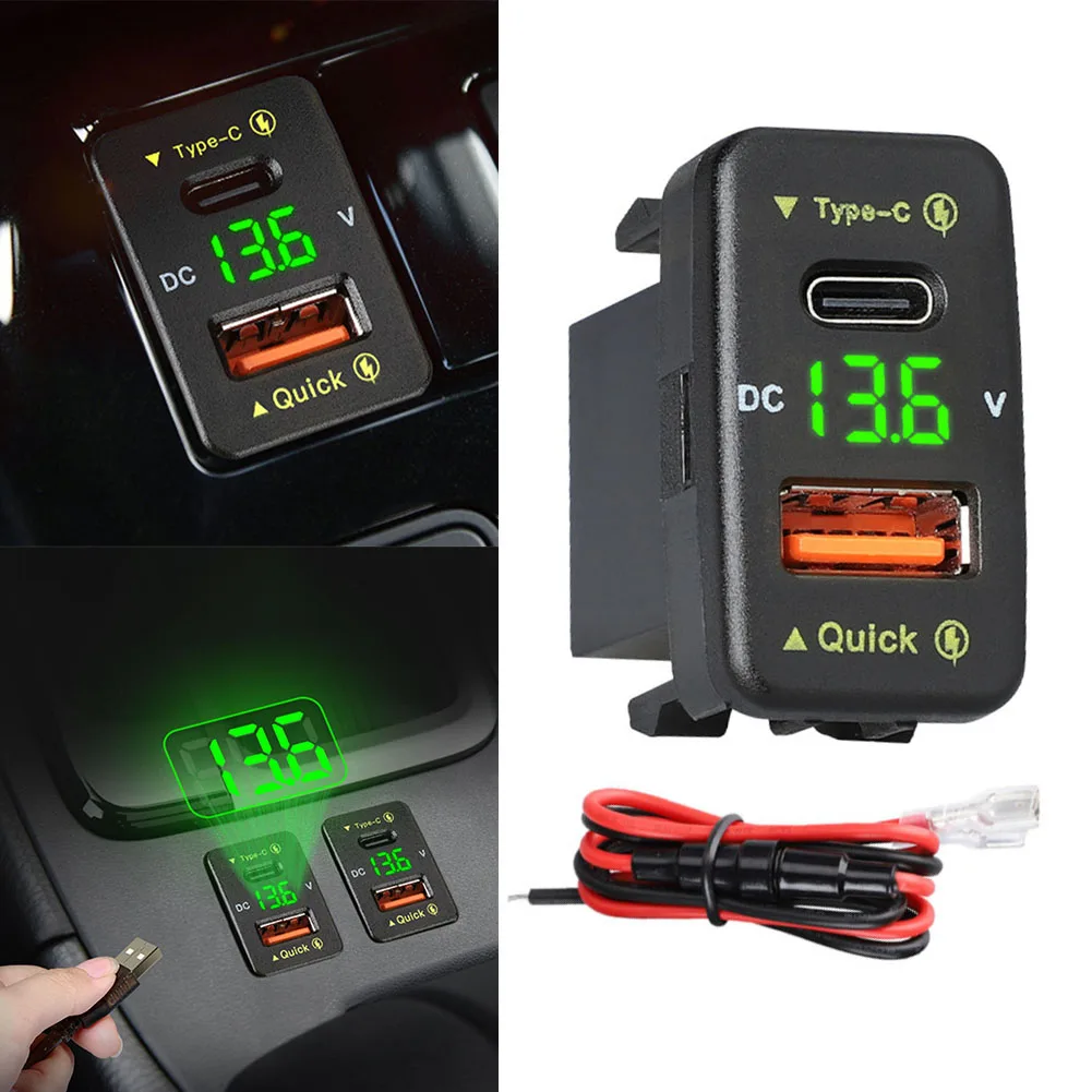 For Toyota Compatible Dual USB Charger with Integrated Voltmeter Overcharge Protection and User Friendly Design for USB Devices