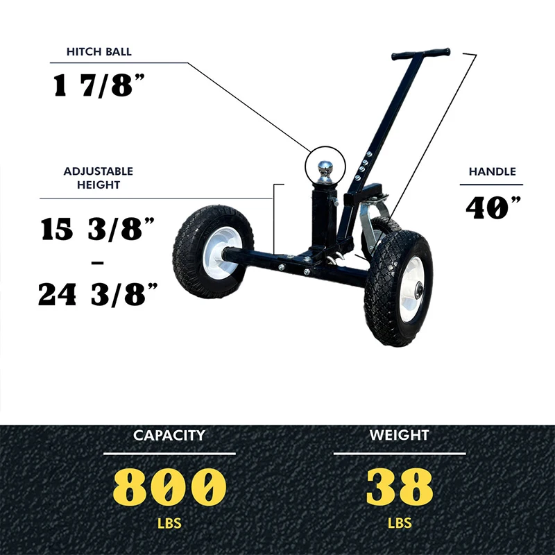 Moving Car RV Boat Trailer Carbon Steel Trailer Mover With Adjustable Hitch Ball Height Utility Trailer Mover Dolly
