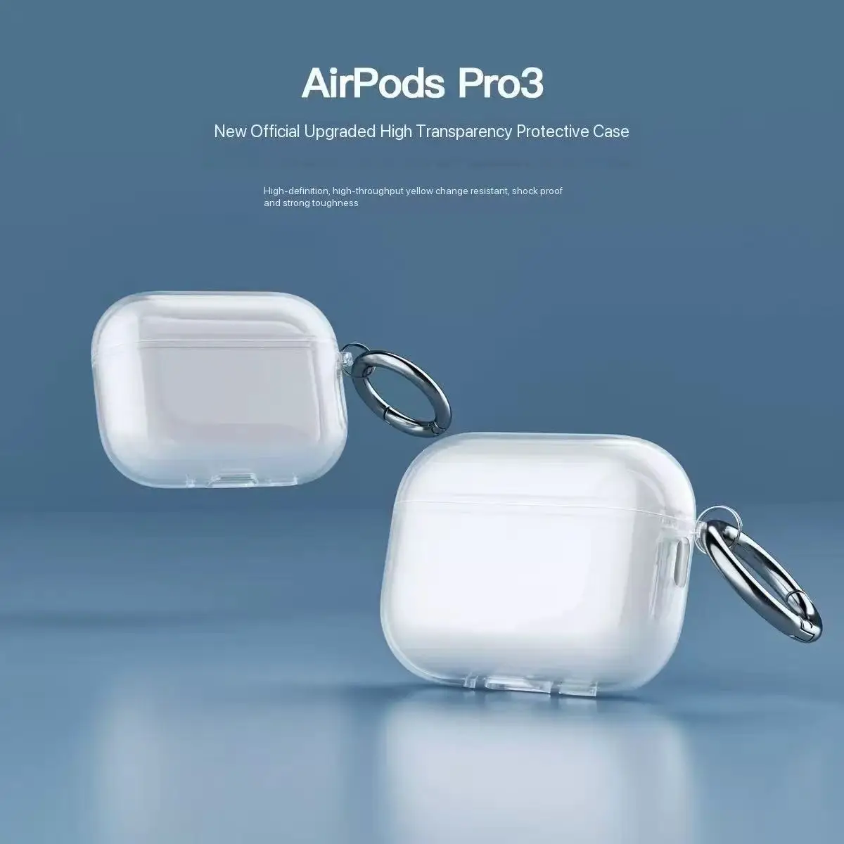 Capa transparente para apple airpods pro 3 com cordão, fone de ouvido sem fio, acessórios transparentes com chaveiro para airpods pro 3
