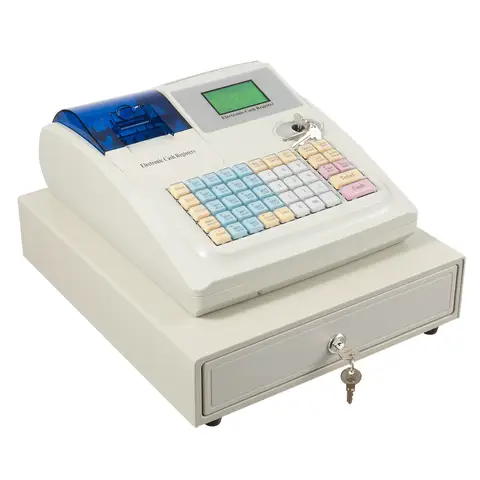 BYMAOCAR Electronic Cash Register System With Cash Drawer, Key & Password Unlock Support, 7 Payment Modes Retail Cash Management Terminal