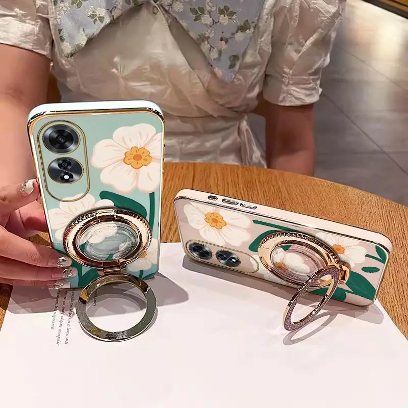 

Чехол для телефона A60 с белыми цветами для Oppo A54 A53 A78 A57E A77S A76 A57 A16S A55 A77 A53S A74 A38 A83 A18 A60 A15S Cover