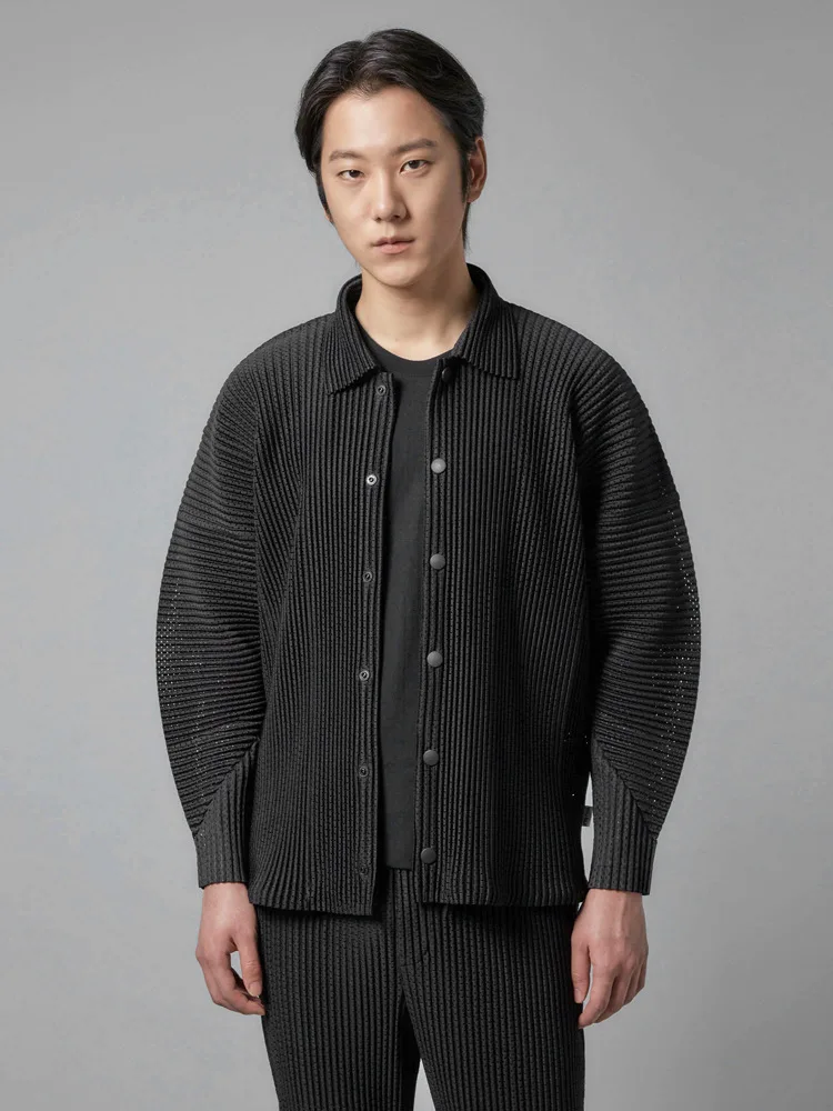 

ISSEY 2026 New Arrival Miyake Basic Style Draped Mesh Sun Protection Shirt Jacket Casual Wrinkle-Resistant Outerwear