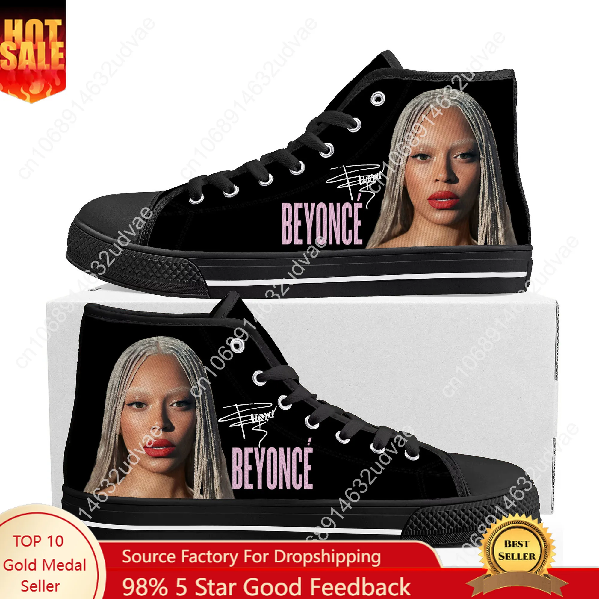 

Beyoncé High Top Sneakers Mens Womens Teenager High Quality Canvas Sneaker 3D Print Casual Couple Shoes Personalized Shoe