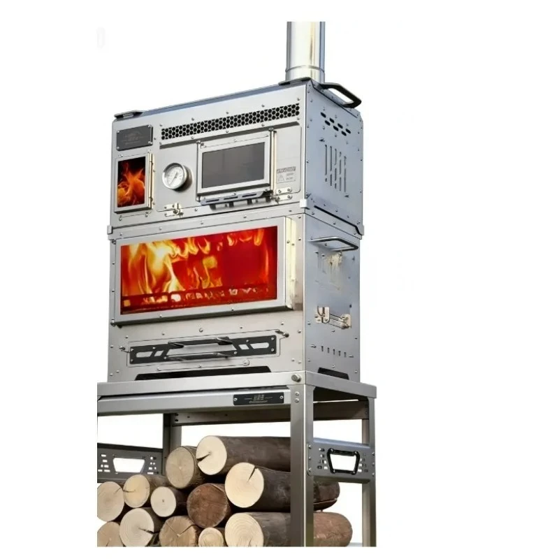 Outdoor Camping  Stainless Steel  Wood Stove Portable Heating Cooking Oven Set  For Picnic Hiking Backpacking Trip & Fishing BBQ