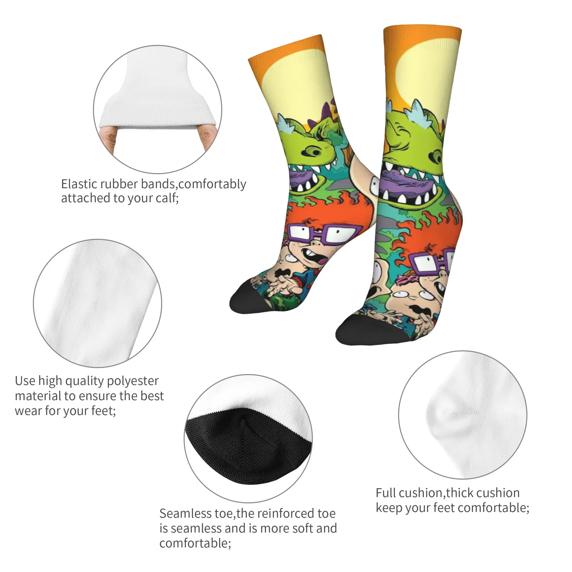 R-Rugrats الكرتون الجوارب نمط جوارب عدم الانزلاق الرجال الجوارب عالية الجودة الخريف القوطية الجري جوارب رياضية