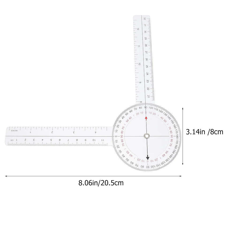 2 Pcs Angle Ruler Geometry Circle Protractor Orthopedic Goniometer Spinal Measuring Tool Clear Tape Measure Square