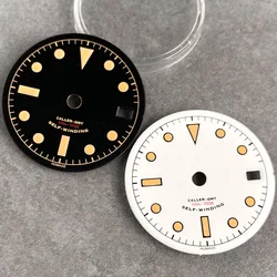 Nologo Vintage White Black 29mm Watch Dial Face Gold Hand NH34AA GMT Automatic Movement Diver Men Watches Accessories Part