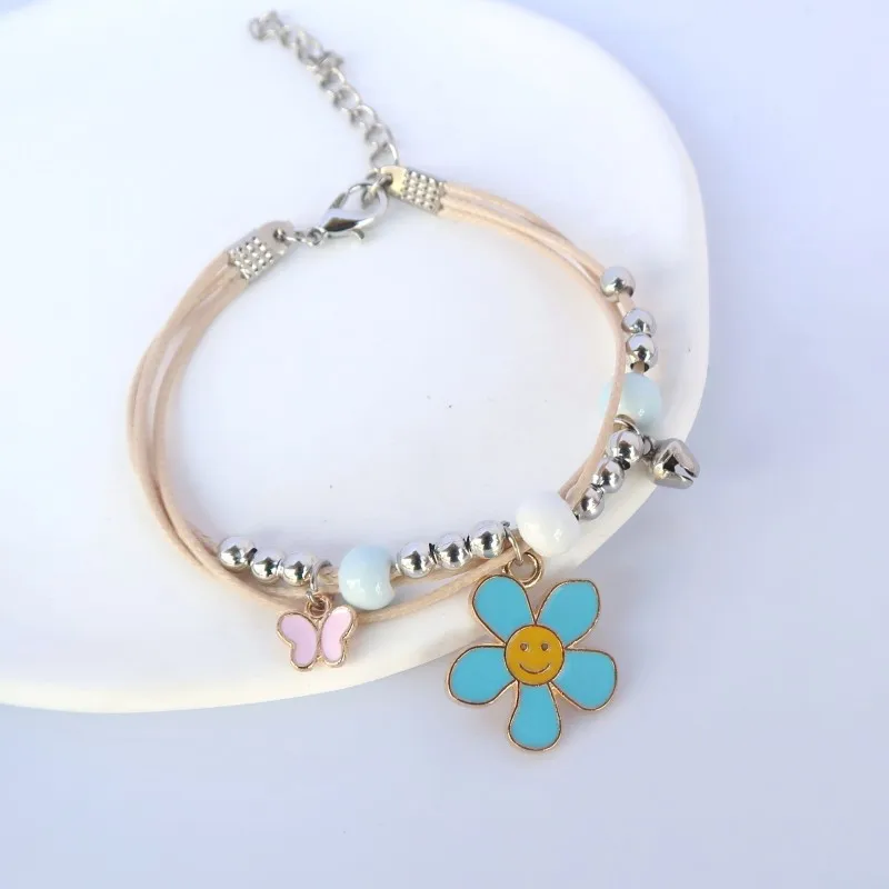 Bracelet fleur papillon souriant pour étudiants et enfants, accessoires de bracelet en céramique, vente en gros, nouveau