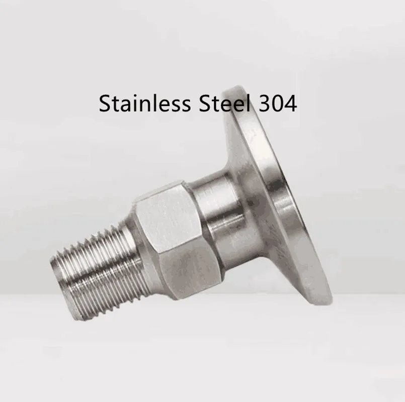 304 Stainless Steel KF40 British Hexagon PT Male Thread Adapter Vacuum Flanges Fitting Pipe Male Thread Nipple Pipe Joint 3/8