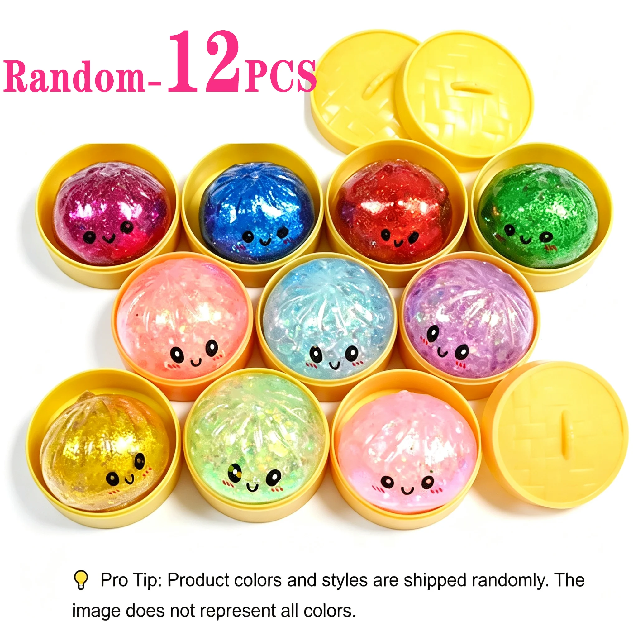 2026 Glitzer-Glow Dumpling Squishy Stressbälle Bunte Fidget Sensorik-Spielzeuge Stressabbau Dehnbares Schreibtisch-Spielzeug für Kinder und Erwachsene