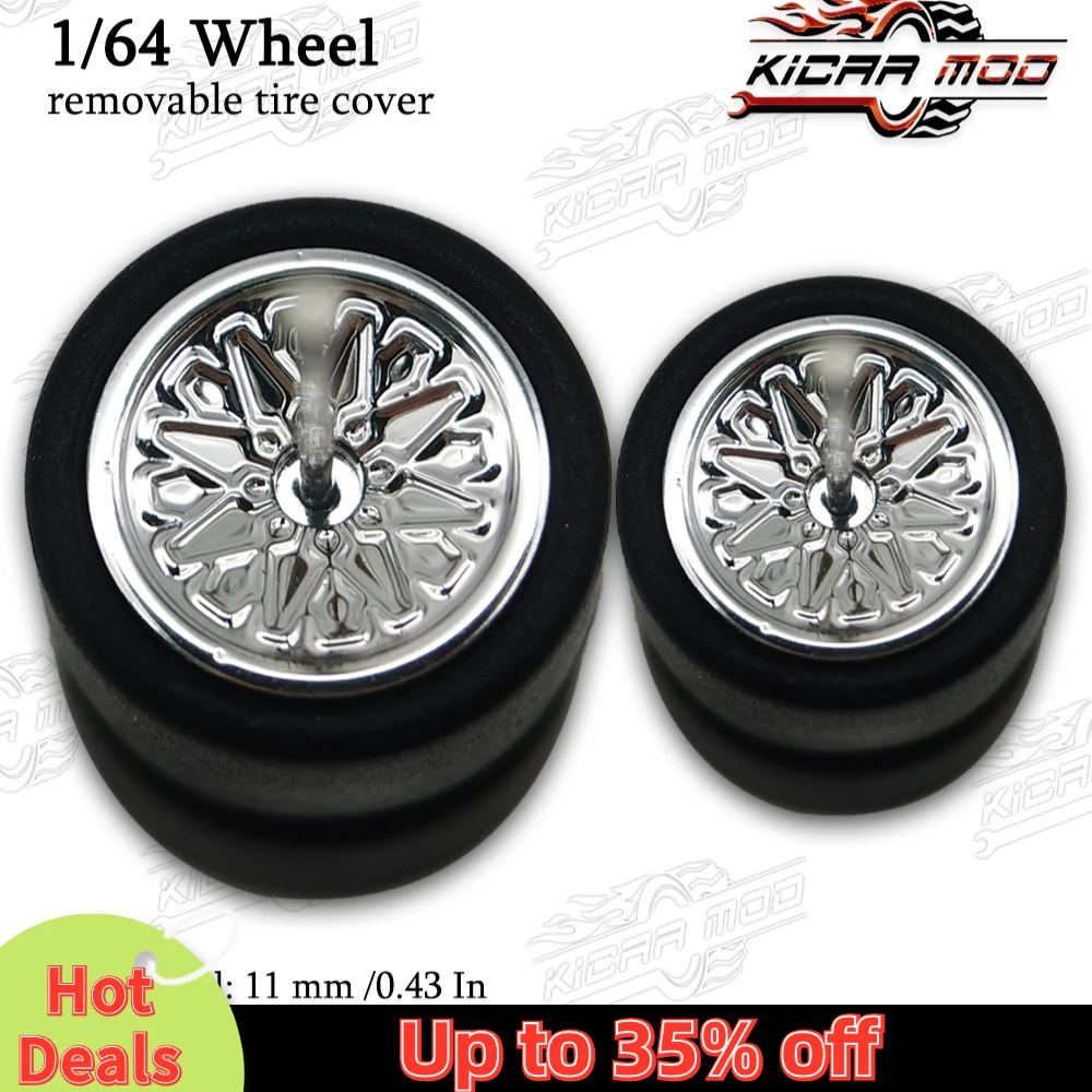 1/64 RLC Premium koła ze śliskimi oponami dla Hot Wheels RLC Muscle Car płatek Model szprychy części tuning samochodu D:11mm + 13mm (1 zestaw)