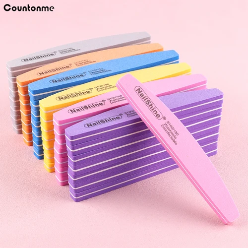 Imagen 1 del producto 60 uds limas de uñas esponja 100/180 grano diseño de Luna bloque amortiguador limas de doble cara para herramientas de espuma coloridas para dedos