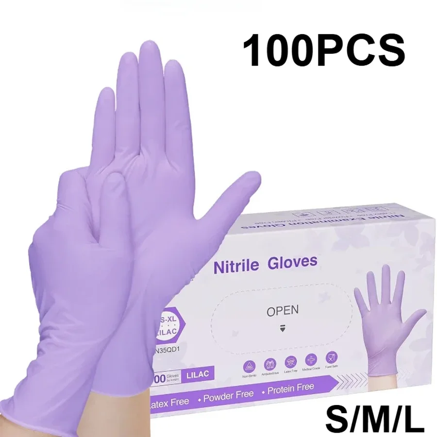 

10-100pcs Disposable Purple Nitrile Gloves Latex Free Waterproof Suitable for Kitchen Food Processing Beauty Salon Work Glove