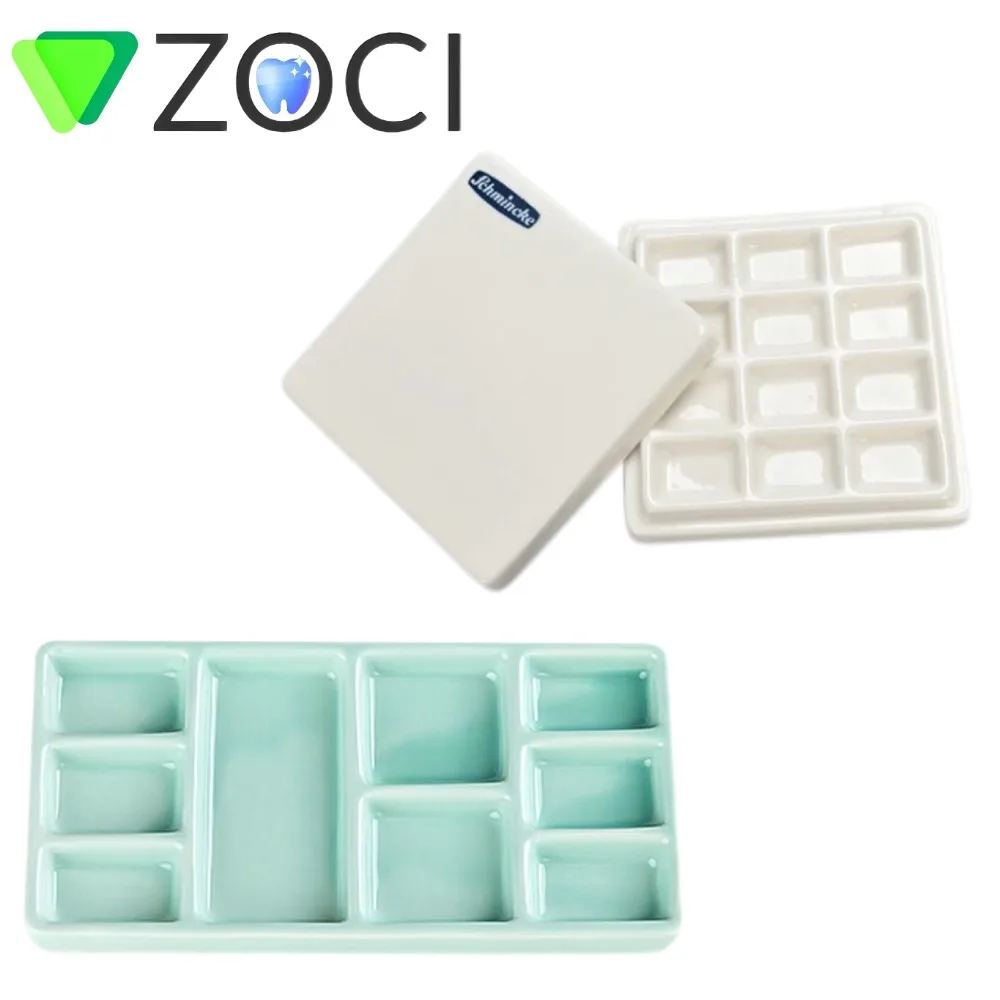 

12/9 Slot Ceramic Palette Dental Lab Equipment Porcelain Mixing Watering Moisturizing Plate