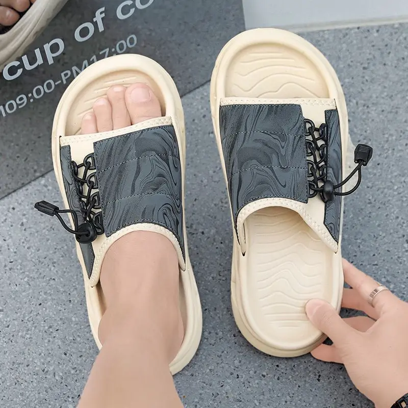 

Мужские пляжные тапочки на платформе, противоскользящая уличная дизайнерская роскошная обувь, тренд 2024, повседневные элегантные мужские сандалии в стиле Евы для взрослых