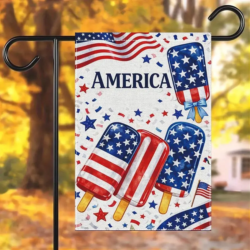 Patriotic Garden Flag America Popsicle Outdoor Garden Flag Double Sided Polyester Fiber Durable Weather Resistant 4th of Jul jjp