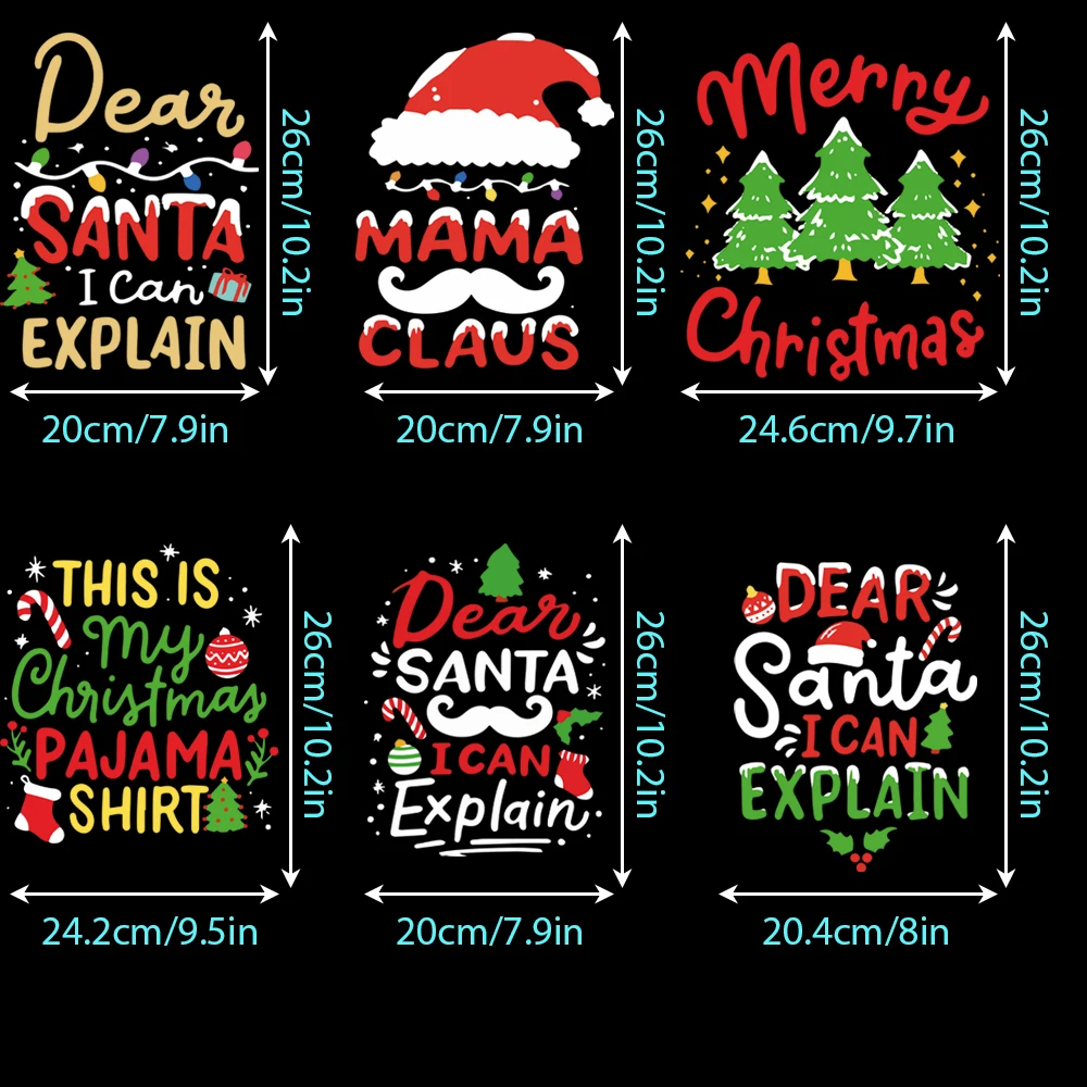 Christmas Day letter tree, hat, beard pattern heat transfer stickers DIY heat transfer stickers