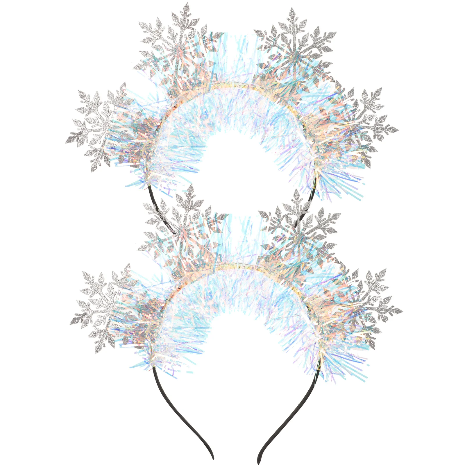 

2 Pcs Festive Hair Decorations Holiday Headwear Headbands Christmas Snowflake Glitter White Ornament