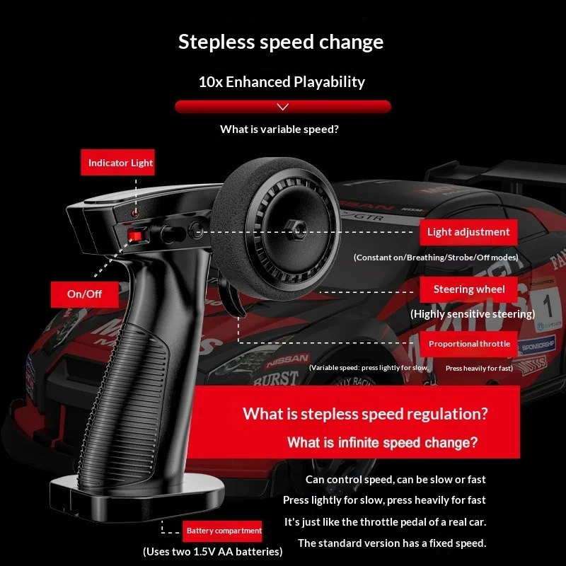 Professional 4WD High Speed RC Drift Racing Car Charging Toy With Infinite Variable Speed Sensitive Steering For Boys