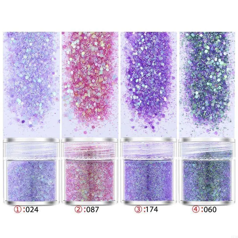 4 Bottles Sequins Resin Shinning Filling Flash Glitter Powder Resin Filler