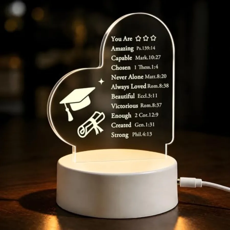 Graduation Gifts Inspirational Bible Verse Acrylic Night Light, Christian Graduation Gifts for High School College Senior Gradu