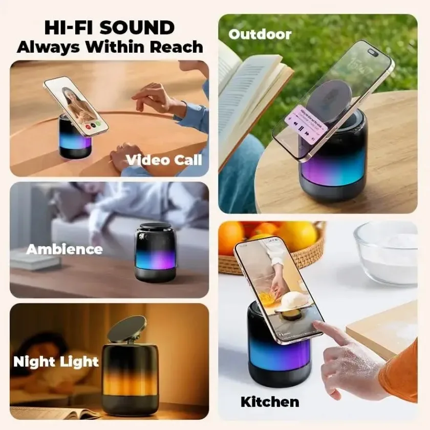 4 In 1 Magnetic Attraction Mobile Phone Stand Bluetooth Speaker With RGB Ambient Light For Mobile Phones Tablet Computer ipad