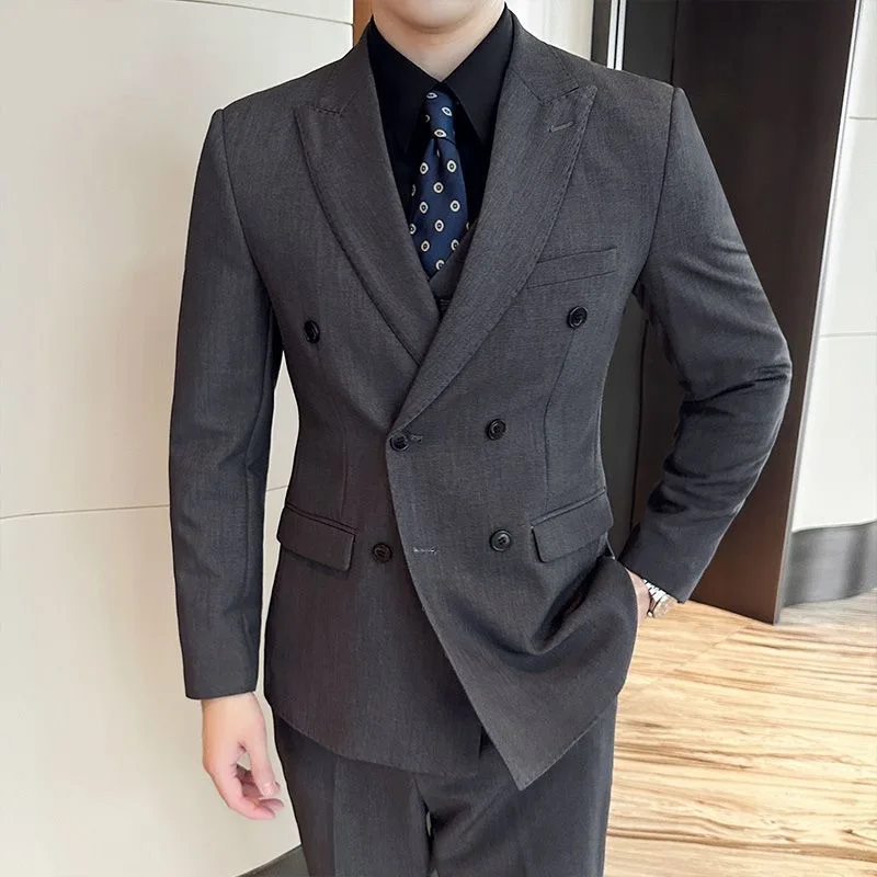 181 Men's casual Korean suit groom dress gray slim suit