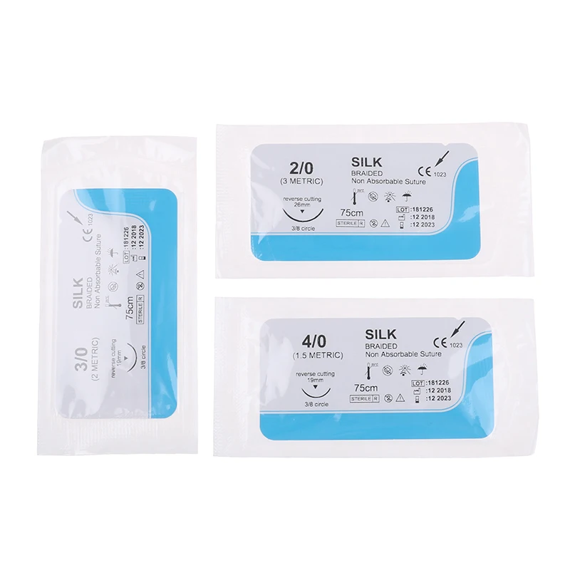 12Pcs/set 2.0/3.0/4.0 Dental Surgical Needle Silk Medical Thread Suture Surgical Practice Kit