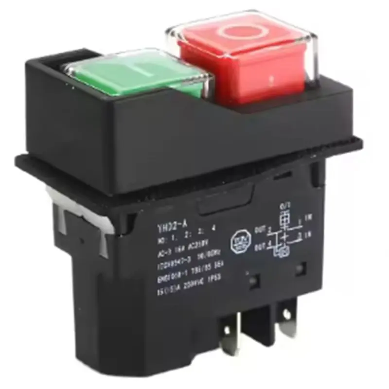 ABAE-YH02A 250VAC Electromagnetic Push Button Switches Starter Machine Tool Equipment Waterproof Switch 4Pin