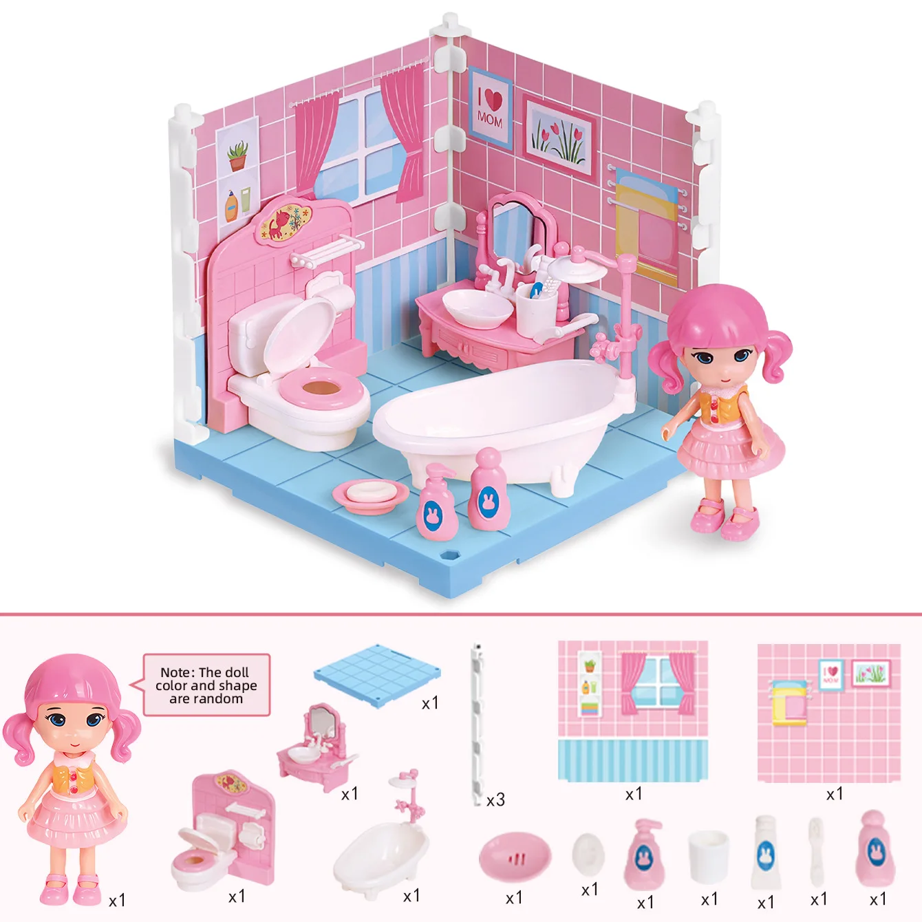 Mini mobili per casa delle bambole Modello di assemblaggio per casa fai-da-te Simulato camera da letto Decorazione della cucina Fai finta di giocare con il regalo di compleanno della ragazza del giocattolo