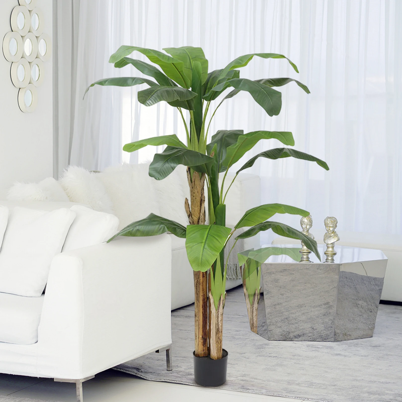 Artificial Banana Tree 6FT, Tall Fake Plants for Indoor Outdoor Decor, Large Faux Tree with Pot for Home Living Room Decor