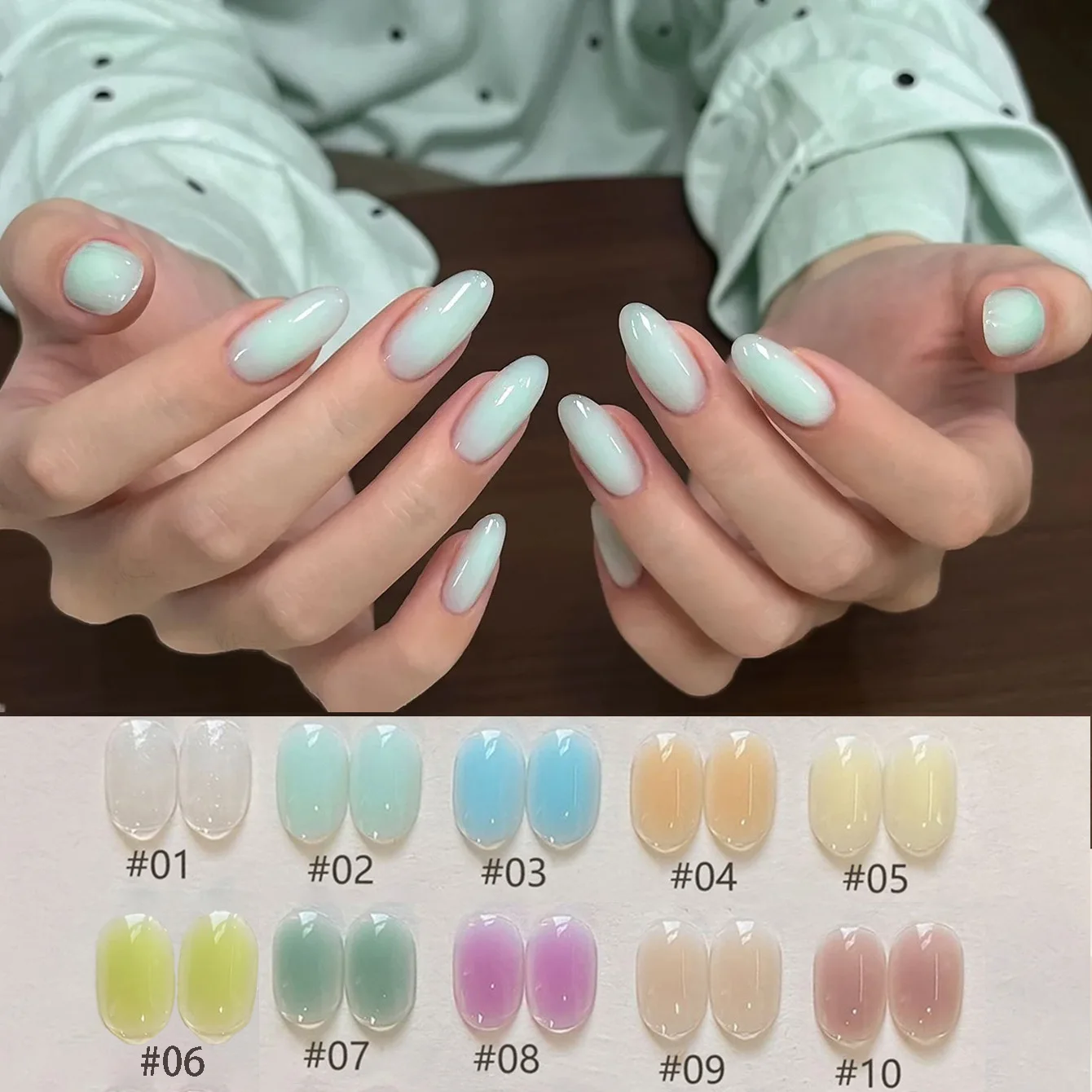 2026 Popular Icy Jelly Nail Gel Polish, Macaron Pastel Sheer Nail Gel, Creamy Texture Soak Off UV Gel for Nail Salon Art