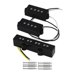 FLEOR Set of Open Alnico 5 Bass Pickup PB & JB Bass Bridge Pickup Black Fiber Bobbin for Bass 4 Strings,