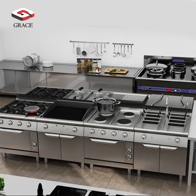GRACE Stainless Steel Commercial Kitchen Equipment Set, Ideal for Fast Food Restaurant, Industrial Kitchen and Catering