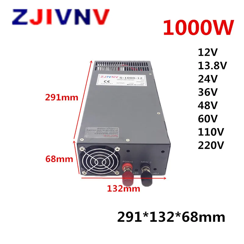 

1000W Industrial Switching Power Supply Adjustable +-10% AC/DC 12v 13.8v 24v 36v 48v 60v Single Output Transformer Power Adapter