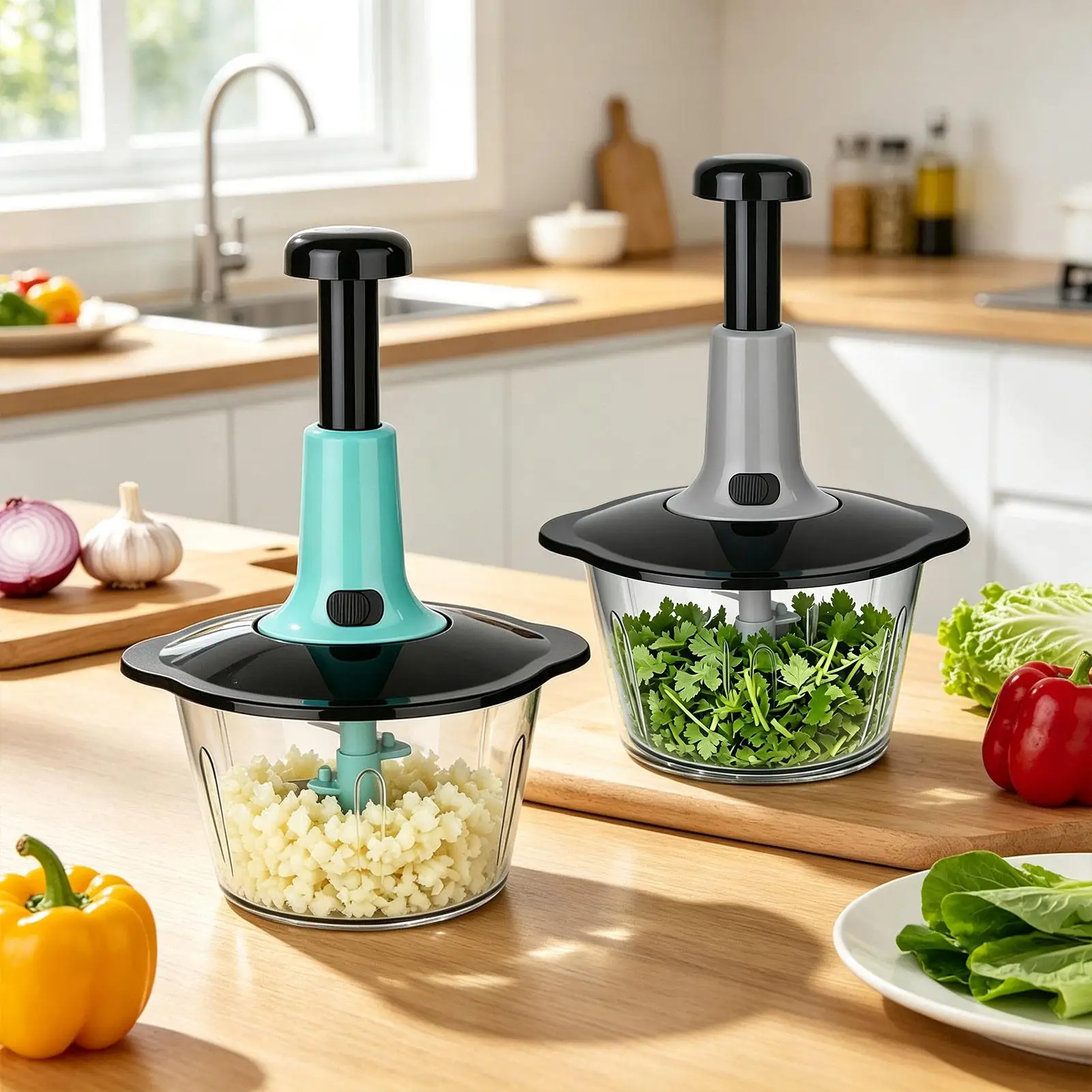 Vegetable Chopper Multifunction Kitchen Tool for Garlic Ginger Mincing Dicing Slicing with Large Capacity Easy Clean Garlic Meat