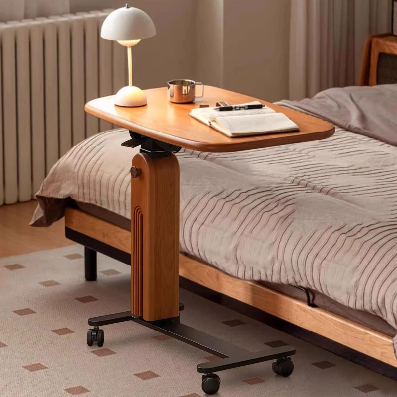 Medieval solid wood movable lifting folding desk Bauhaus bedside small side few computer bay window dressing tea table