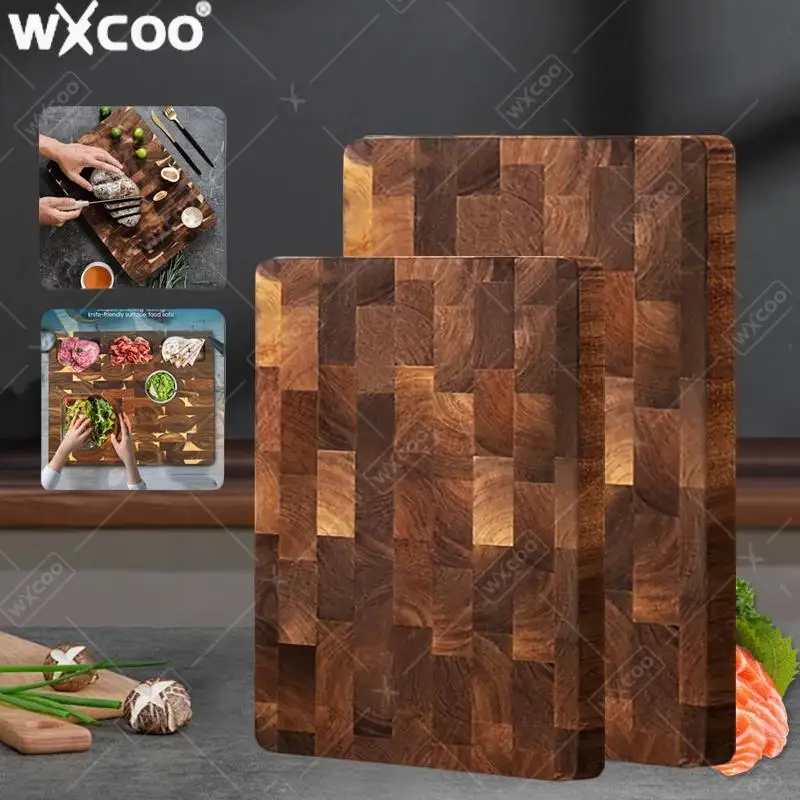 WXCOO Thicken Acacia Wooden Cutting Board Non-slip Double-sided Splicing Checkerboard Solid Wood for Cut Vegetable Fruit Board