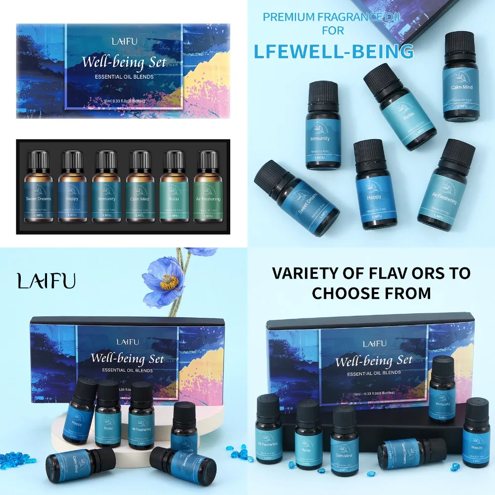 

Customizable Aromatherapy Essential Oil Kit for , Office & Spa - 6x10ml Blends for Relax, Air Freshening, Immunity, Calm Mind, H