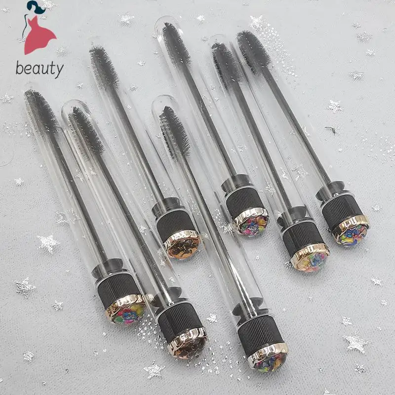 Black Eyelashes Brush Tube, Eyelash Extension Mascara Wands Aplicador de sobrancelha, Flower Eyelash Brushes, Salon