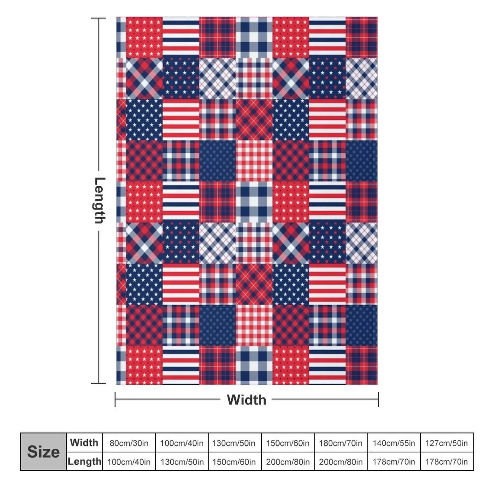 Americana Stars and Stripes Plaid Cheater Quilt Throw Blanket heavy to sleep Sleeping Bag Blankets