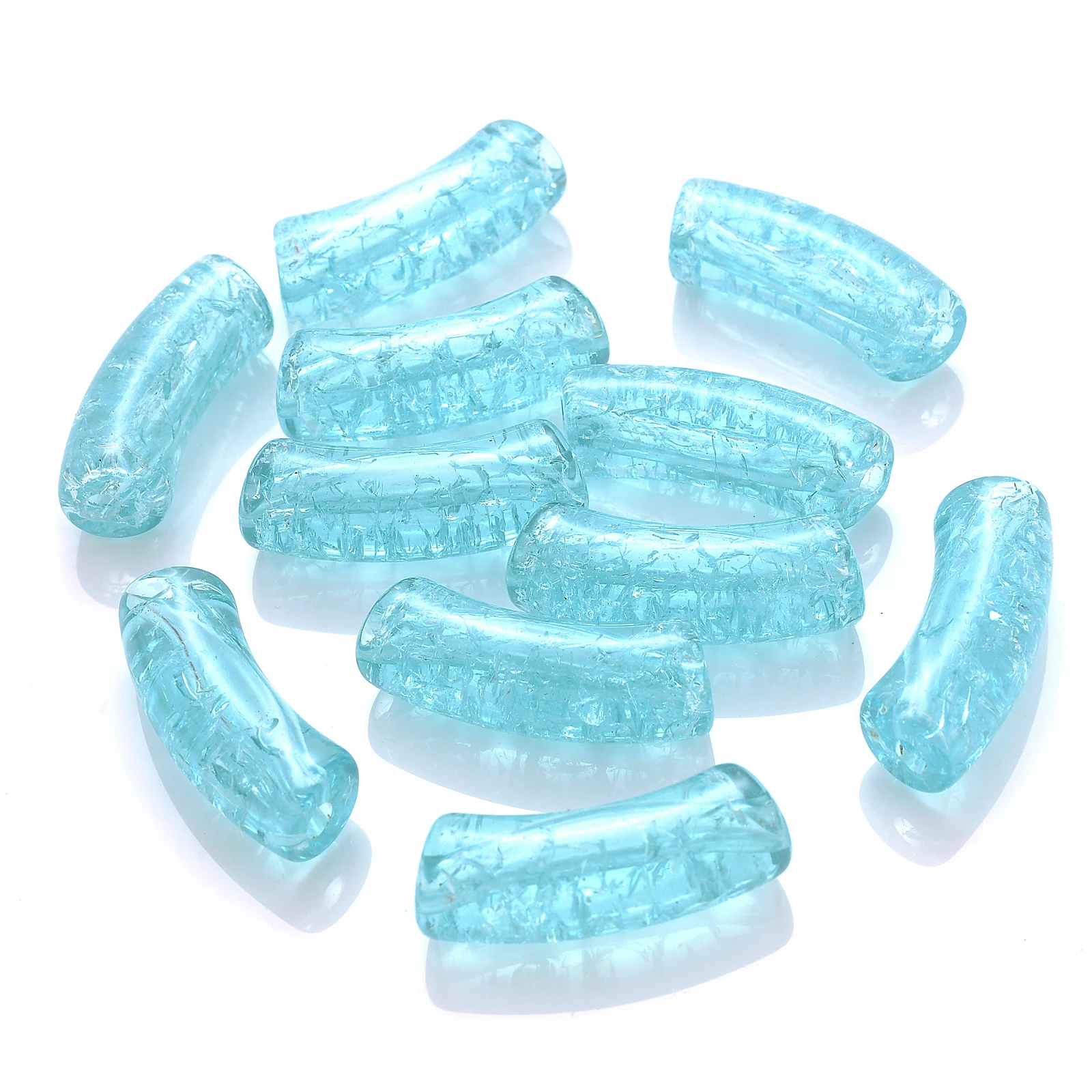 5/10pcs Mix Color Cracked Bent Pipe Beads Long Curved Tube Spacer Beads For Jewelry Making Bracelet Diy Phone Chain Beads