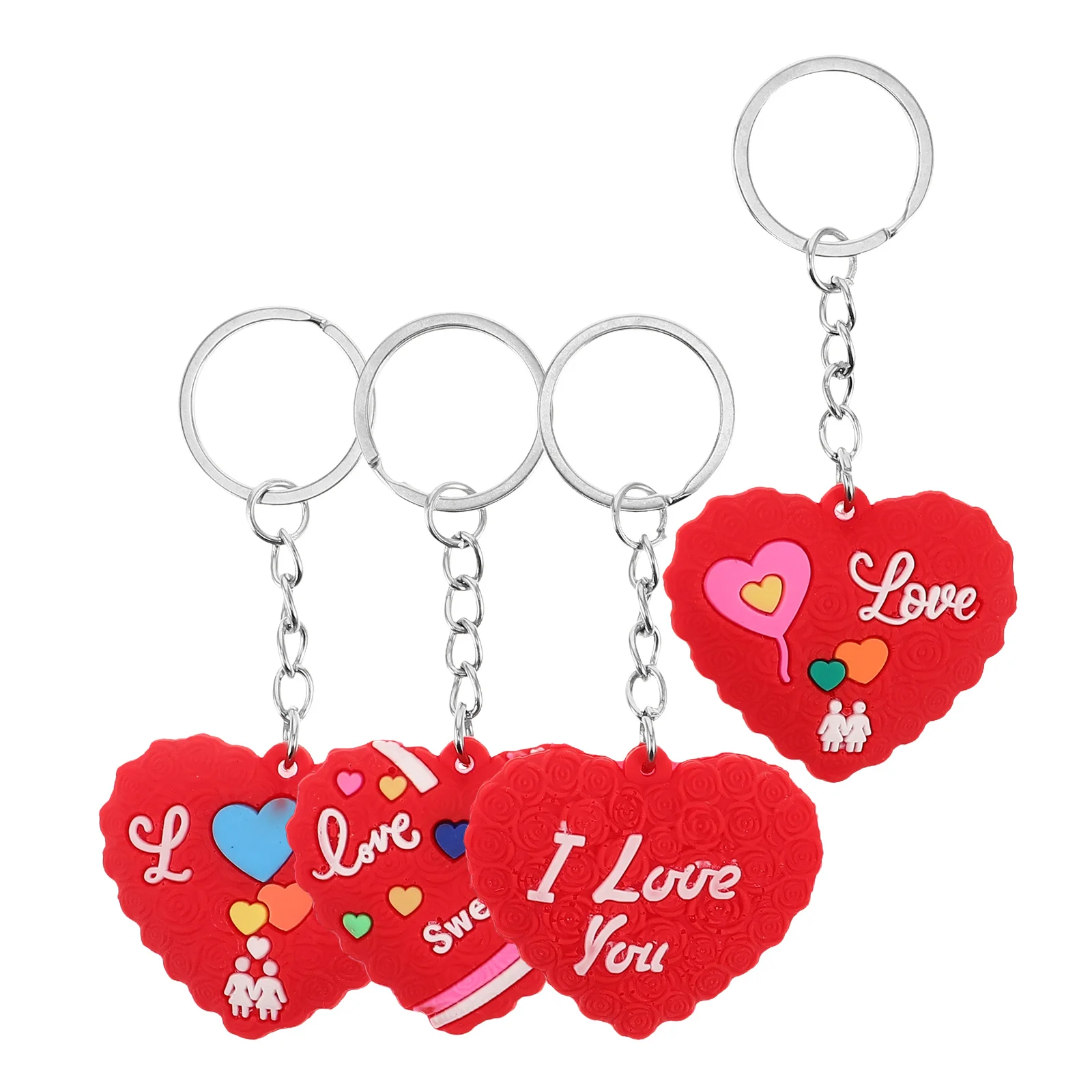 

4Pcs Soft Silicone Heart Keychain Creative Romantic Pendant Small Cute Valentine Keychain for Bag Backpack Charm