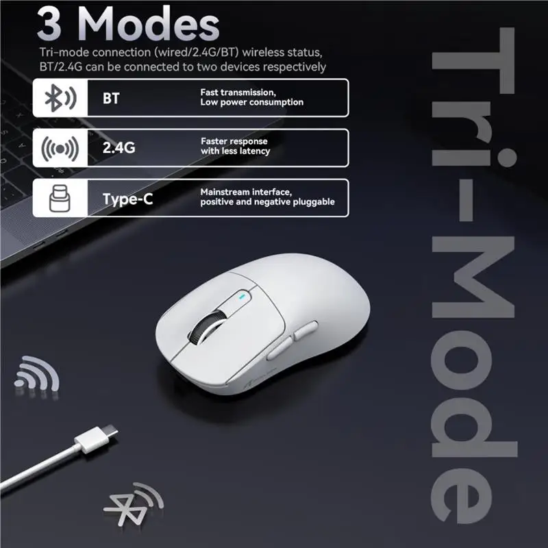 Imagem -02 - Mouse Macro sem Fio para Jogos Tubarão Ataque Paw3395 4k Return Bluetooth Conexão Tri-mode