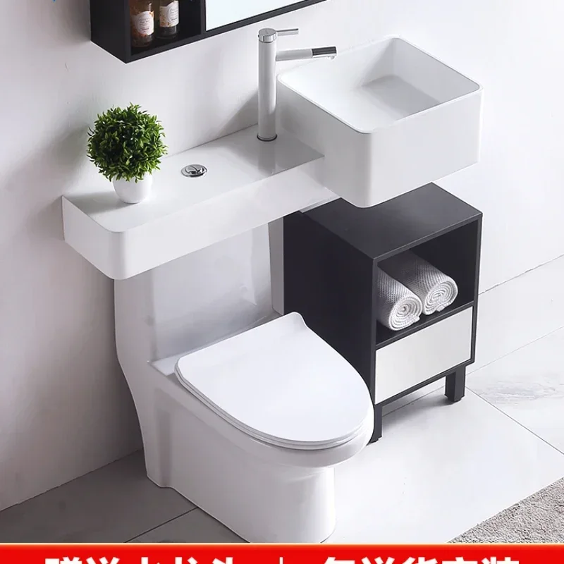 NEW  small Apartment Wash Basin-Piece  Inter-Platform Basin Toilet Integrated Artificial Marble Wall-Mounted Pool