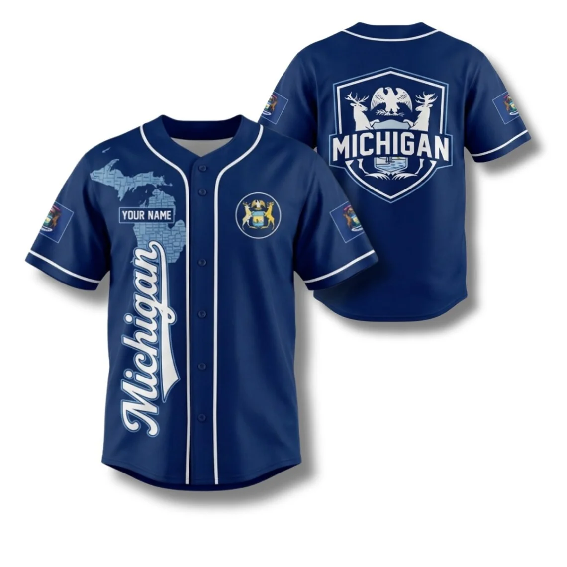 Customizable Michigan Baseball Jersey State Map, Lakes Pride Shirt for Men Women Fans Gift