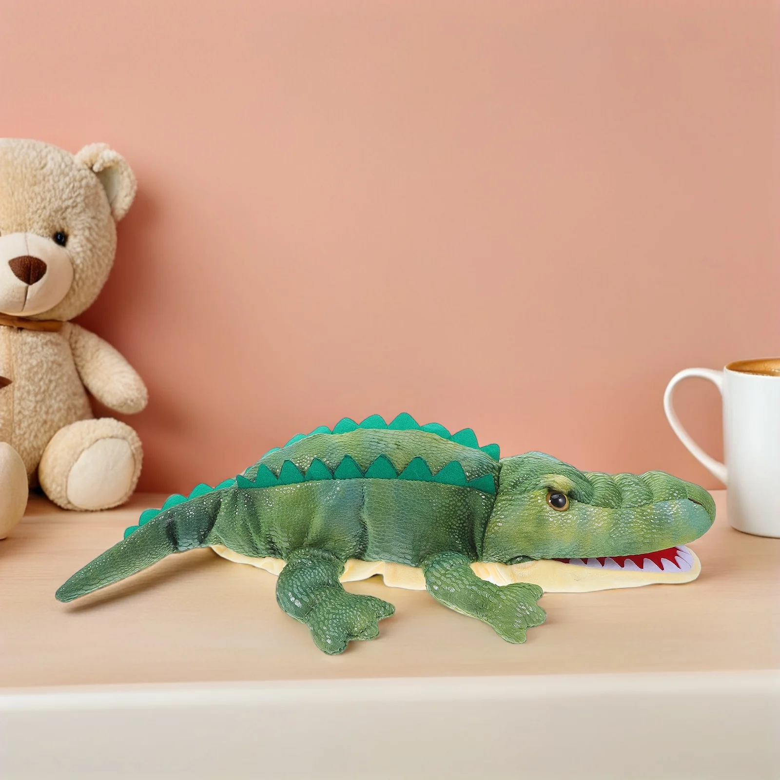 Gant interactif à bouche mobile pour enfants, main d'alligator, éducatif pour jeu de rôle, conte de fées, marionnette en peluche douce