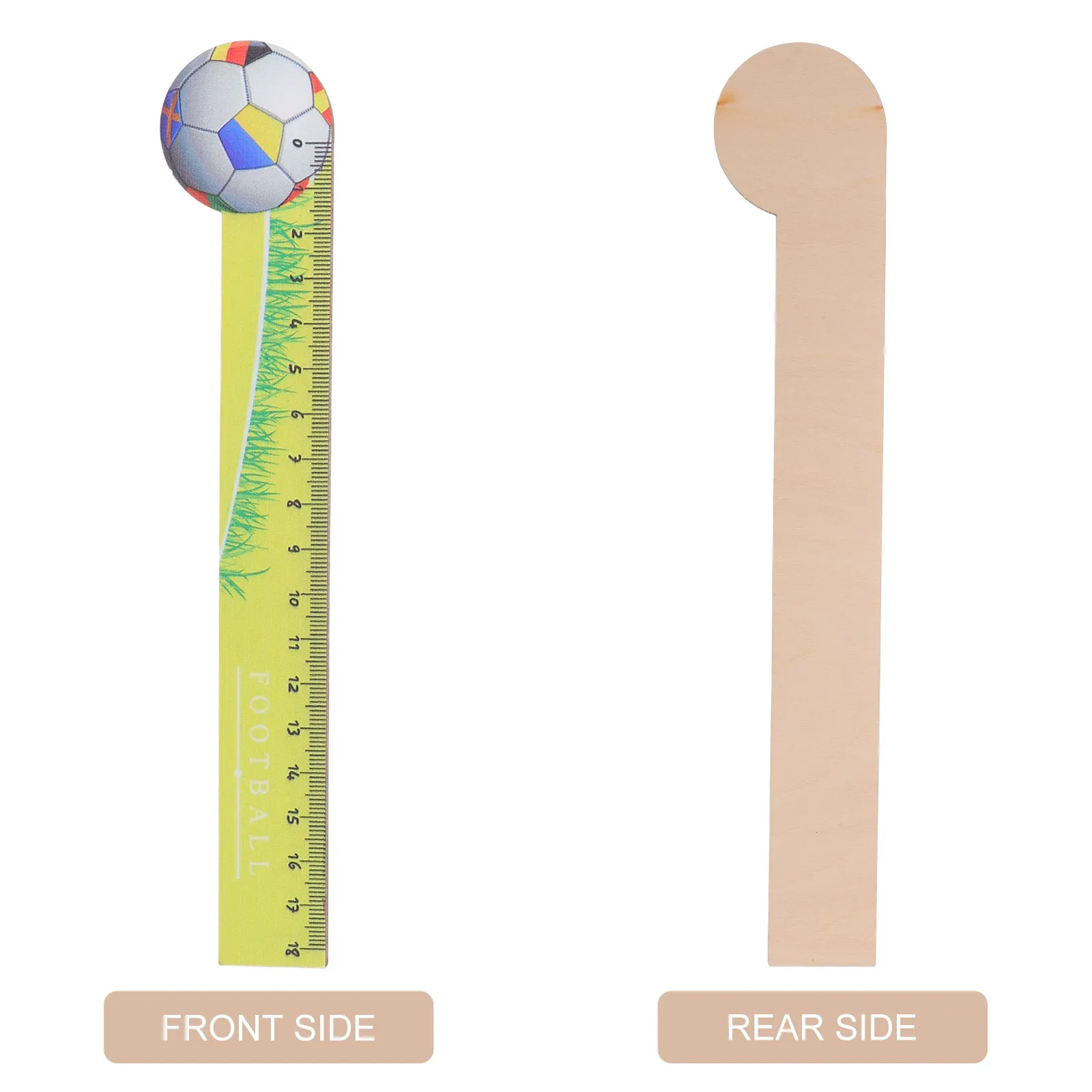 20Pcs Cartoon Football Wooden Ruler 18Cm 7 Inch Soccer Scale Ruler for Classroom Supply School Prize Drawing Tool